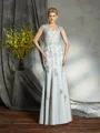 Sheath/Column Sweetheart Floor-Length Satin Mother of the Bride Dresses With Appliques Lace