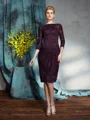 Sheath/Column Bateau Knee-Length Lace Mother of the Bride Dresses With Lace