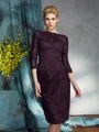 Sheath/Column Bateau Knee-Length Lace Mother of the Bride Dresses With Lace