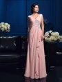 A-Line/Princess V-neck Sweep Train Chiffon Mother of the Bride Dresses With Beading