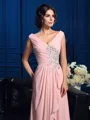 A-Line/Princess V-neck Sweep Train Chiffon Mother of the Bride Dresses With Beading