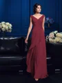 A-Line/Princess V-neck Sweep Train Chiffon Mother of the Bride Dresses With Beading