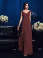 A-Line/Princess V-neck Sweep Train Chiffon Mother of the Bride Dresses With Beading