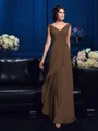 A-Line/Princess V-neck Sweep Train Chiffon Mother of the Bride Dresses With Beading
