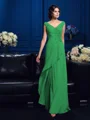A-Line/Princess V-neck Sweep Train Chiffon Mother of the Bride Dresses With Beading