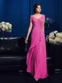 A-Line/Princess V-neck Sweep Train Chiffon Mother of the Bride Dresses With Beading