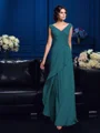 A-Line/Princess V-neck Sweep Train Chiffon Mother of the Bride Dresses With Beading