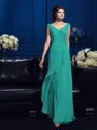 A-Line/Princess V-neck Sweep Train Chiffon Mother of the Bride Dresses With Beading