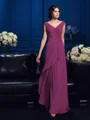 A-Line/Princess V-neck Sweep Train Chiffon Mother of the Bride Dresses With Beading