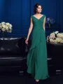A-Line/Princess V-neck Sweep Train Chiffon Mother of the Bride Dresses With Beading