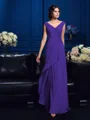 A-Line/Princess V-neck Sweep Train Chiffon Mother of the Bride Dresses With Beading