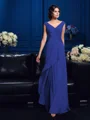 A-Line/Princess V-neck Sweep Train Chiffon Mother of the Bride Dresses With Beading
