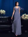 A-Line/Princess V-neck Sweep Train Chiffon Mother of the Bride Dresses With Beading