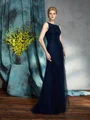 Sheath/Column Bateau Floor-Length Net Mother of the Bride Dresses With Appliques Lace