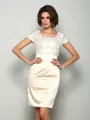 Sheath/Column Square Knee-Length Satin Mother of the Bride Dresses With Appliques Lace