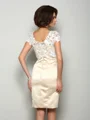 Sheath/Column Square Knee-Length Satin Mother of the Bride Dresses With Appliques Lace