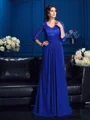 A-Line/Princess V-neck Sweep Train Chiffon Mother of the Bride Dresses With Appliques Lace