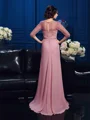 A-Line/Princess Scoop Sweep Train Chiffon Mother of the Bride Dresses With Beading