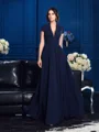 A-Line/Princess V-neck Floor-Length Chiffon Mother of the Bride Dresses With Appliques Lace