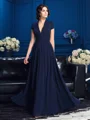 A-Line/Princess V-neck Floor-Length Chiffon Mother of the Bride Dresses With Appliques Lace