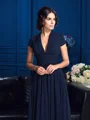 A-Line/Princess V-neck Floor-Length Chiffon Mother of the Bride Dresses With Appliques Lace