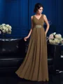 A-Line/Princess V-neck Floor-Length Chiffon Mother of the Bride Dresses With Pleats