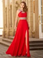 A-Line/Princess Scoop Floor-Length Chiffon Mother of the Bride Dresses With Leg Slit