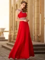 A-Line/Princess Scoop Floor-Length Chiffon Mother of the Bride Dresses With Leg Slit