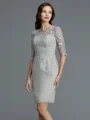 Sheath/Column Scoop Short/Mini Chiffon Mother of the Bride Dresses