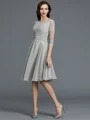 A-Line/Princess Scoop Knee-Length Chiffon Mother of the Bride Dresses With Appliques Lace