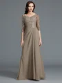 A-Line/Princess Scoop Floor-Length Chiffon Mother of the Bride Dresses With Appliques Lace
