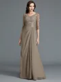 A-Line/Princess Scoop Floor-Length Chiffon Mother of the Bride Dresses With Appliques Lace