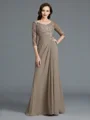 A-Line/Princess Scoop Floor-Length Chiffon Mother of the Bride Dresses With Appliques Lace