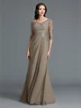 A-Line/Princess Scoop Floor-Length Chiffon Mother of the Bride Dresses With Appliques Lace