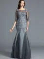 Sheath/Column Scoop Floor-Length Tulle Mother of the Bride Dresses With Appliques Lace