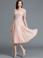 A-Line/Princess Scoop Tea-Length Chiffon Mother of the Bride Dresses