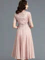 A-Line/Princess Scoop Tea-Length Chiffon Mother of the Bride Dresses