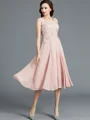 A-Line/Princess Scoop Tea-Length Chiffon Mother of the Bride Dresses