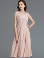 A-Line/Princess Scoop Tea-Length Chiffon Mother of the Bride Dresses