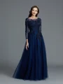 A-Line/Princess Scoop Floor-Length Tulle Mother of the Bride Dresses