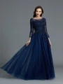A-Line/Princess Scoop Floor-Length Tulle Mother of the Bride Dresses