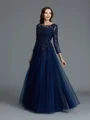 A-Line/Princess Scoop Floor-Length Tulle Mother of the Bride Dresses