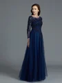 A-Line/Princess Scoop Floor-Length Tulle Mother of the Bride Dresses