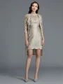 Sheath/Column Scoop Knee-Length Taffeta Mother of the Bride Dresses With Appliques Lace