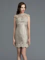 Sheath/Column Scoop Knee-Length Taffeta Mother of the Bride Dresses With Appliques Lace