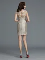Sheath/Column Scoop Knee-Length Taffeta Mother of the Bride Dresses With Appliques Lace