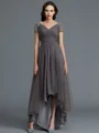 A-Line/Princess V-neck Asymmetrical Tulle Mother of the Bride Dresses