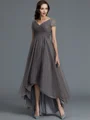 A-Line/Princess V-neck Asymmetrical Tulle Mother of the Bride Dresses