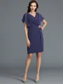 Sheath/Column V-neck Knee-Length Chiffon Mother of the Bride Dresses