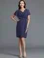 Sheath/Column V-neck Knee-Length Chiffon Mother of the Bride Dresses